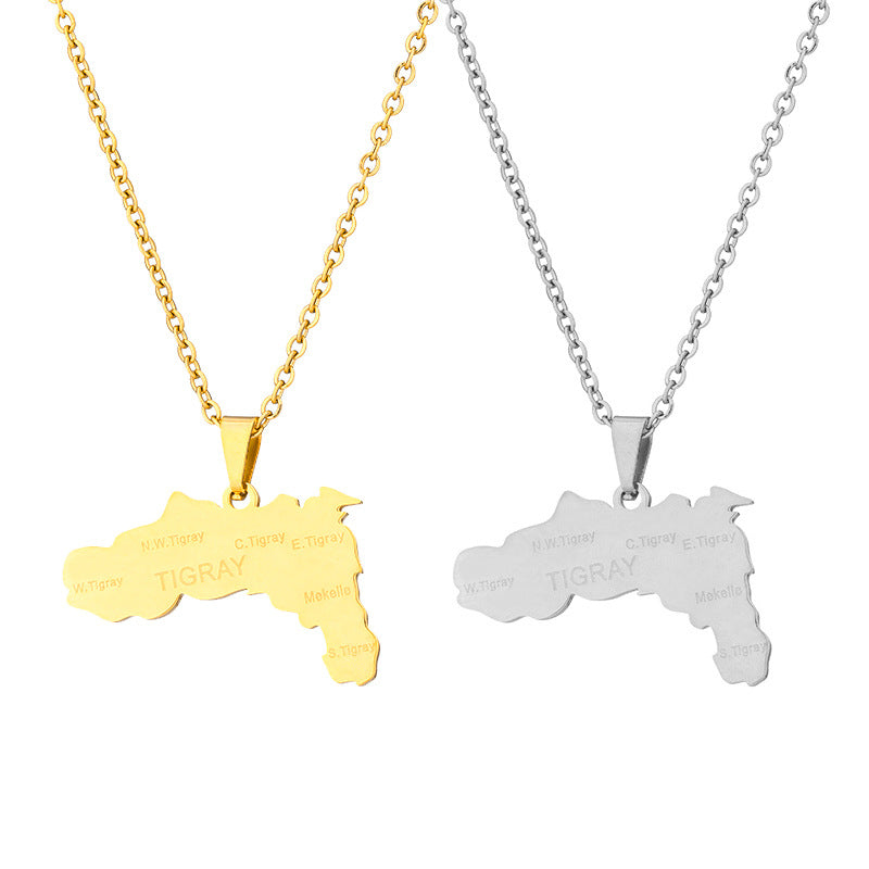 Collana con Pendente Geometrico in Acciaio Inossidabile con Ciondolo in Acciaio al Titanio, Finitura Galvanizzata, Catena a O, Accessorio Moda Unisex