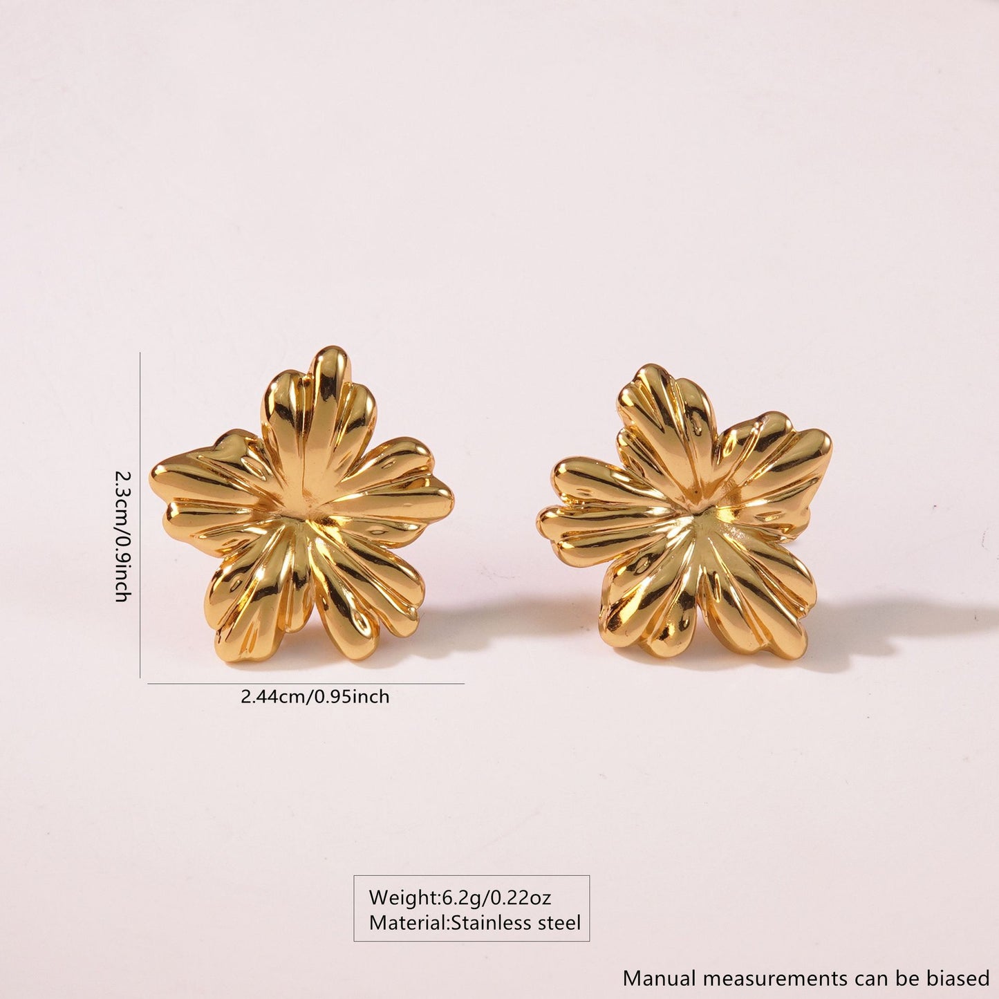 Elegant Gold Plated Stainless Steel Leaf Earrings for Women