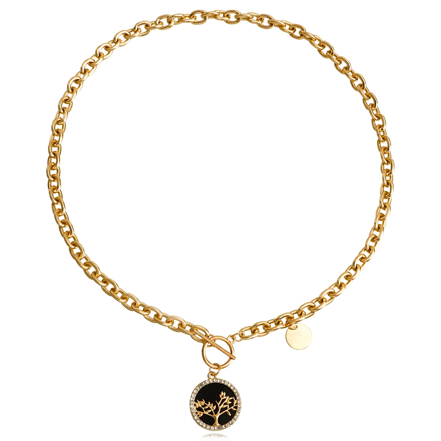 Collana con Pendente Geometrico Minimalista in Lega con Effetto Madreperla e Finitura Placcata, Catena Ritorta da Donna