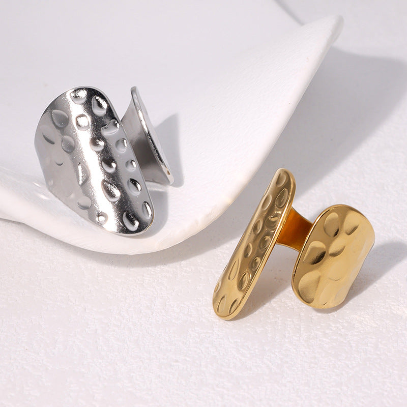 Minimalist Geometric Titanium Steel Ring for Women with Gold Plating Adjustable Open Band Fashion Jewelry