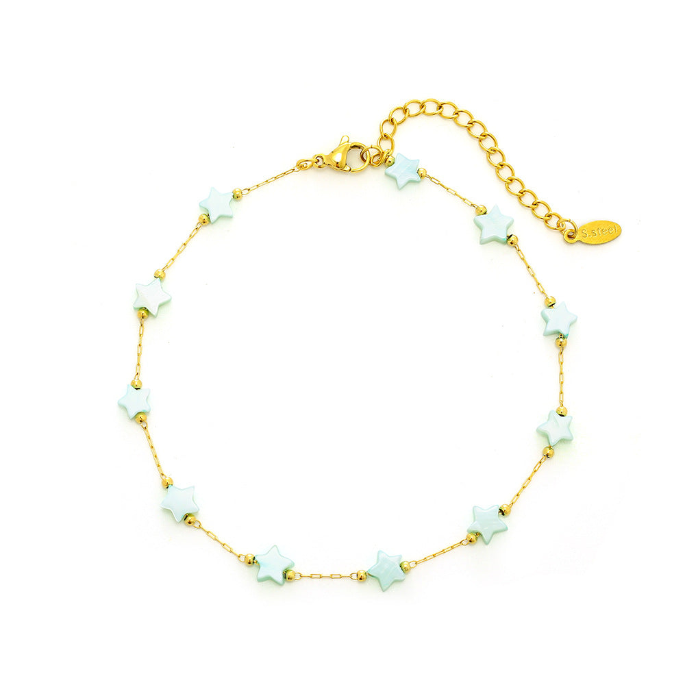 Tobillera geométrica de concha de moda para mujer hecha de acero de titanio Elegante accesorio de verano