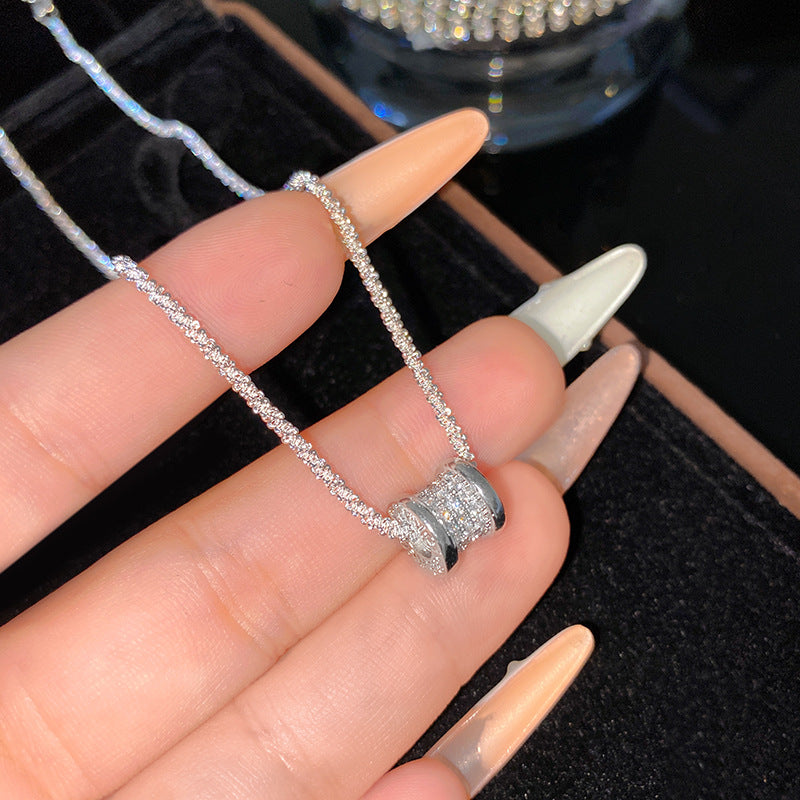 Sweet Sporty Titanium Steel Plated Necklace with Animal Brass Pendant, Cubic Zirconia and Pearl Inlay