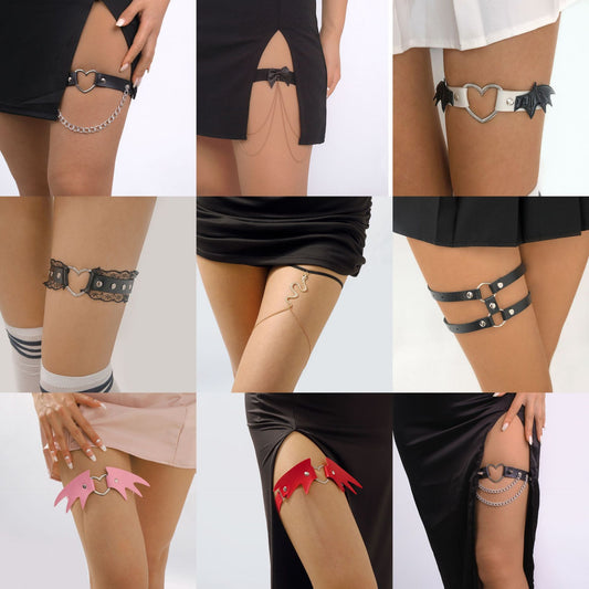 Geometric Leather Anklet with Alloy Accents for Women Gothic Edgy Nightclub Fashion Accessory