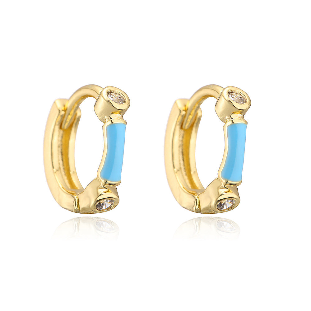 Orecchini Minimalisti Geometrici in Rame con Placcatura in Oro 18K e Finitura a Smalto da Donna