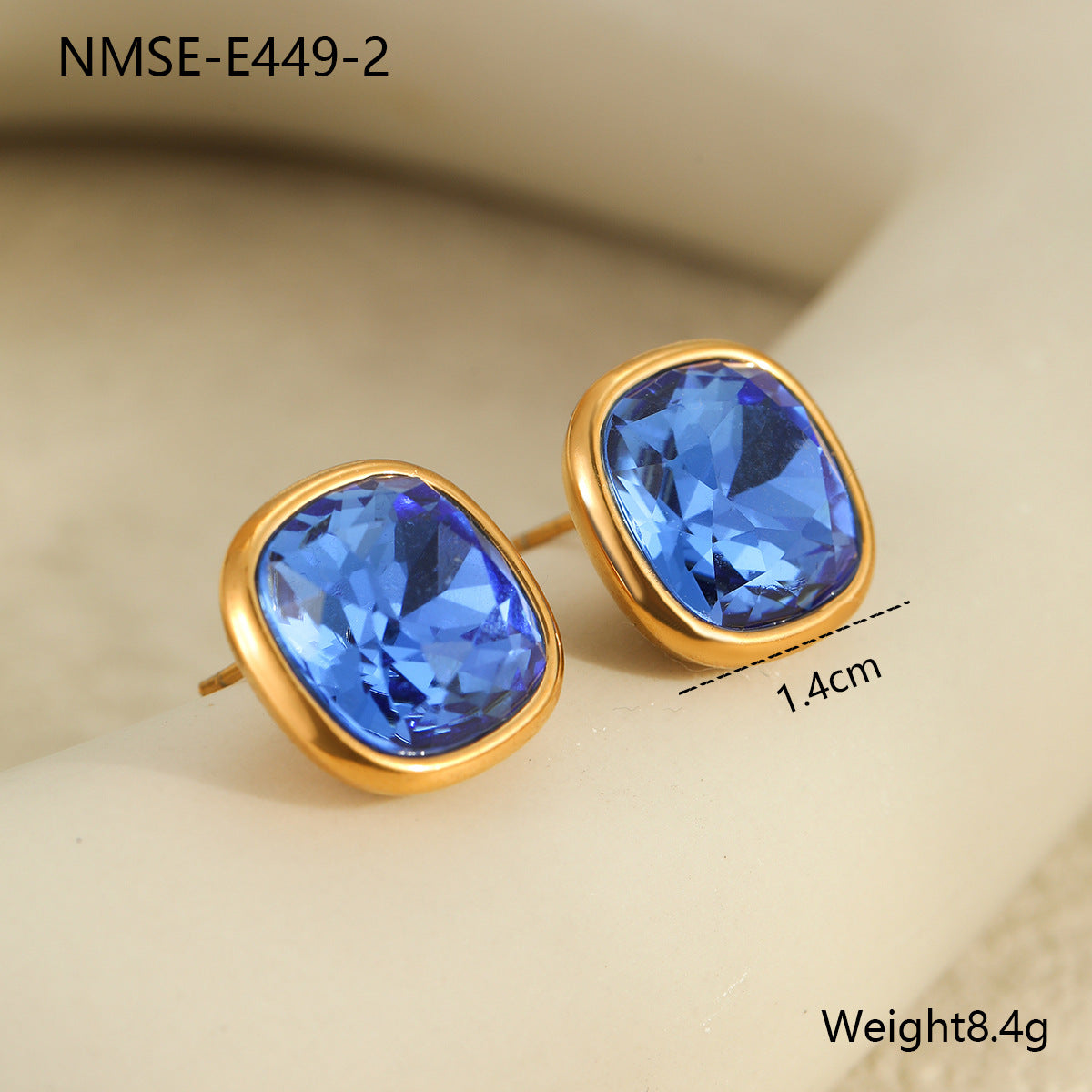 Orecchini Vintage Quadrati Geometrici in Acciaio Inossidabile con Placcatura in Oro 18K e Intarsi di Zirconi Colorati da Donna