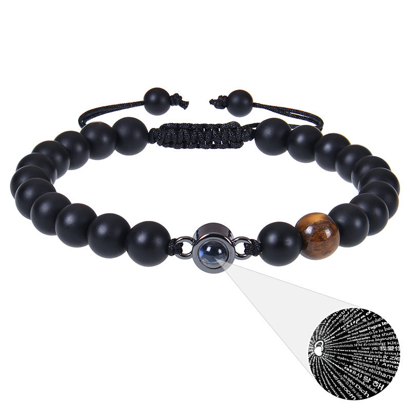 I Love You Projection Crystal Agate Bracelet Unisex Round Letter Charm