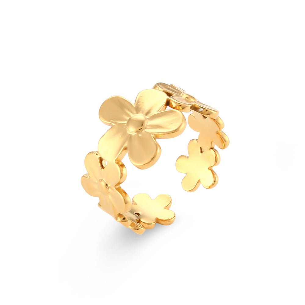 Fashionable Geometric Stainless Steel Ring with Gold Plating for Women