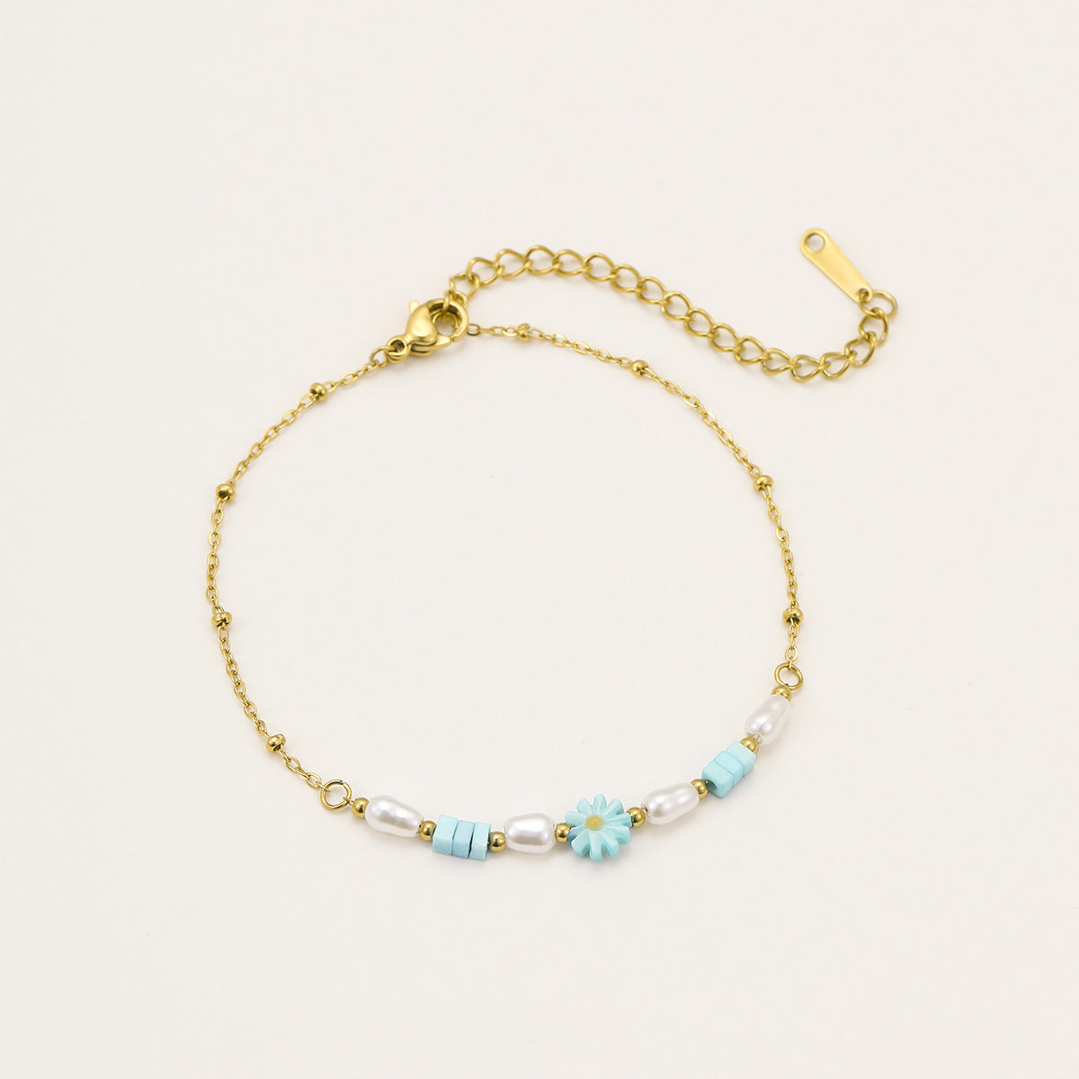 Collana Bohemien da Donna con Perline Geometriche in Acciaio Inossidabile con Finitura Placcata