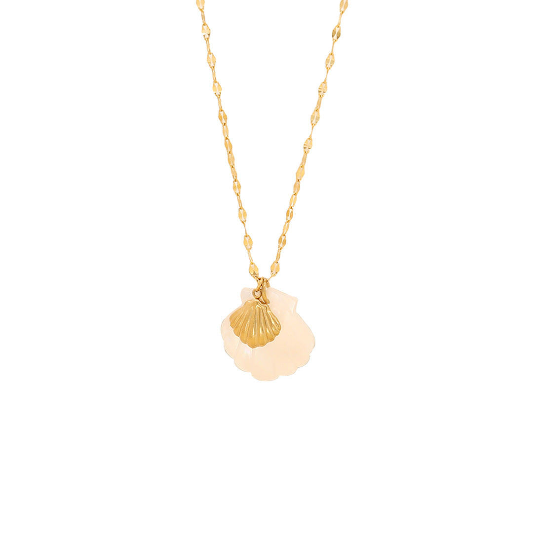 Collana con ciondolo personalizzato a forma di stella marina e tartaruga in acciaio inossidabile con intarsio in conchiglia naturale