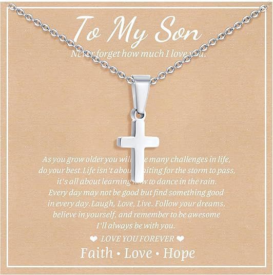 Elegant Business Geometric Cross Pendant Stainless Steel PVD Cable Chain Necklace Unisex
