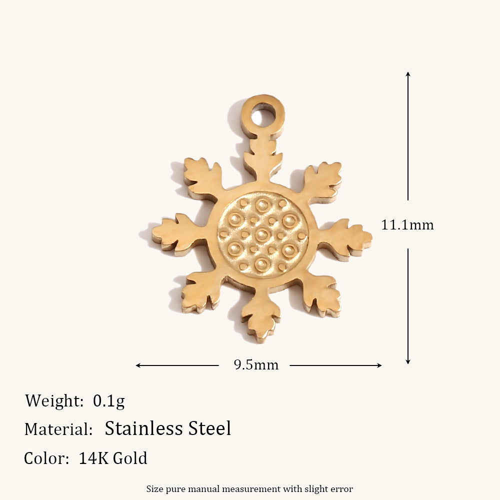 Ciondolo a tema natalizio con alce e fiocco di neve in acciaio inossidabile con placcatura in oro 14K da donna, accessorio festivo per le vacanze