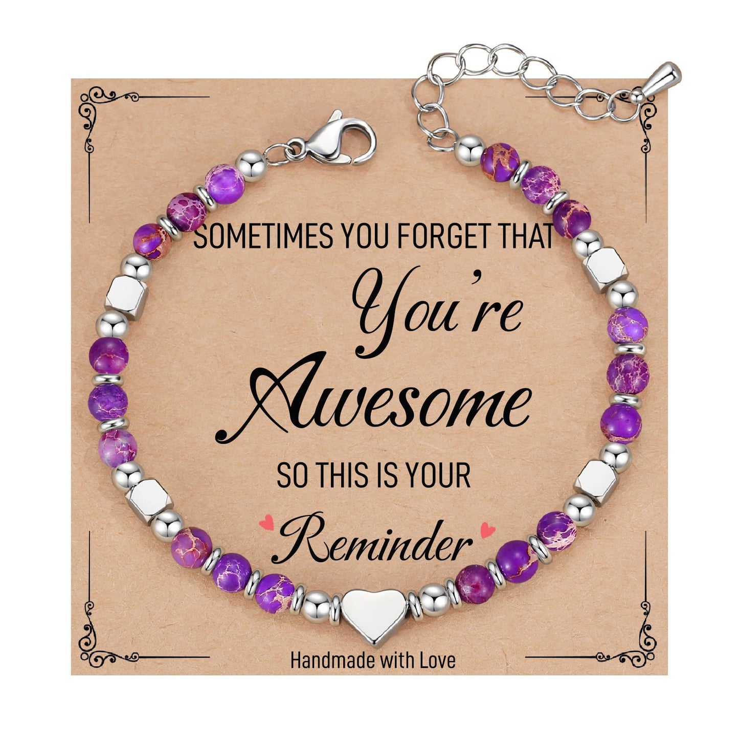 Fashion Heart Shaped Crystal Beaded Stainless Steel Bracelet for Women