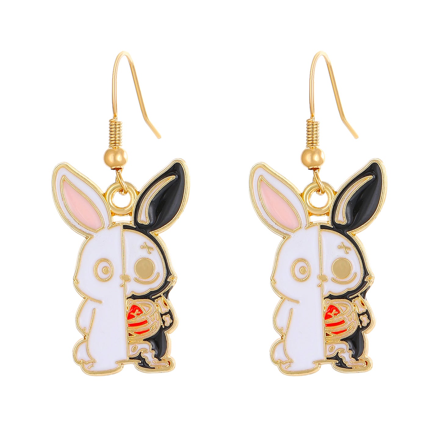 Halloween Cartoon Animal Earrings for Women Zinc Alloy Electroplated Fashion Ear Hooks with Rabbit Bat and Cat Designs