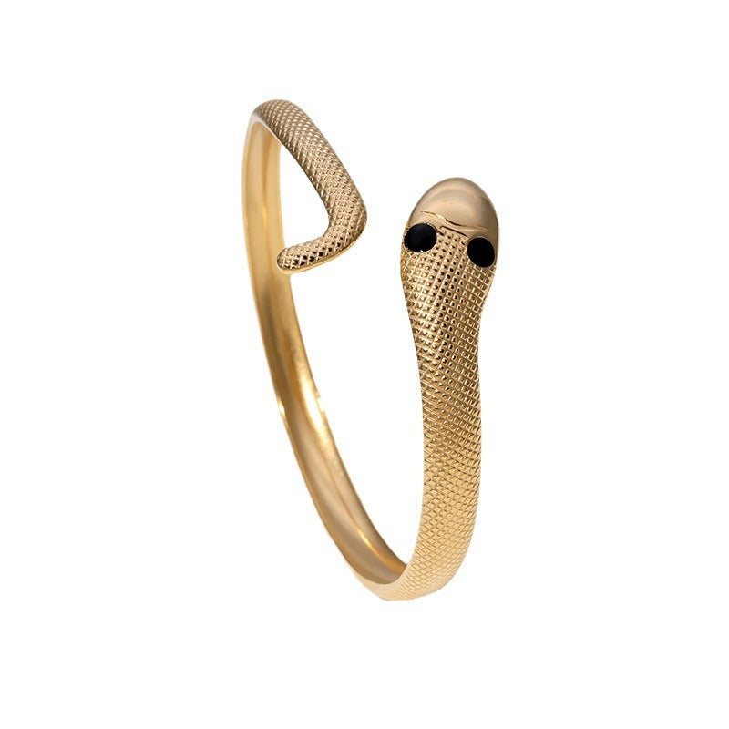 Elegant Luxury Stainless Steel Snake Bracelet with Gold Plating for Women, Hypoallergenic and Fade-Resistant