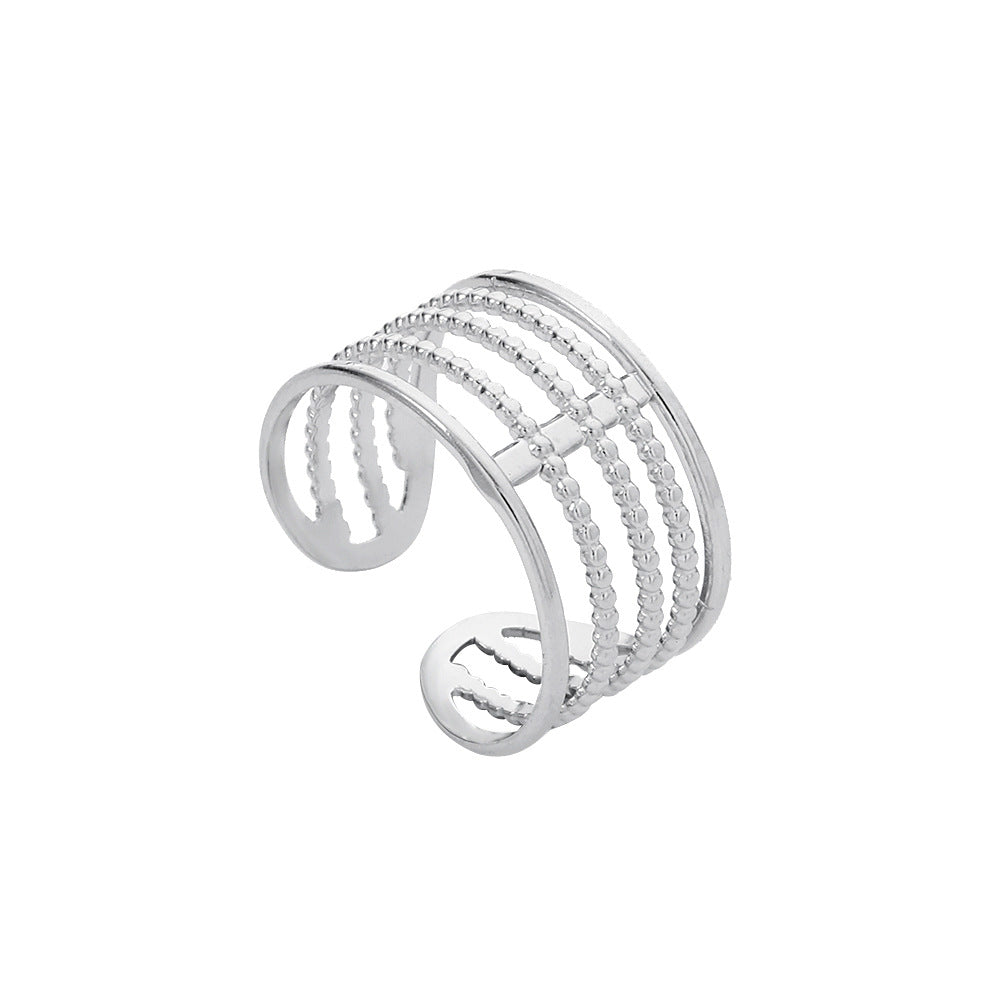 Geometric Plated Stainless Steel Ring Unisex