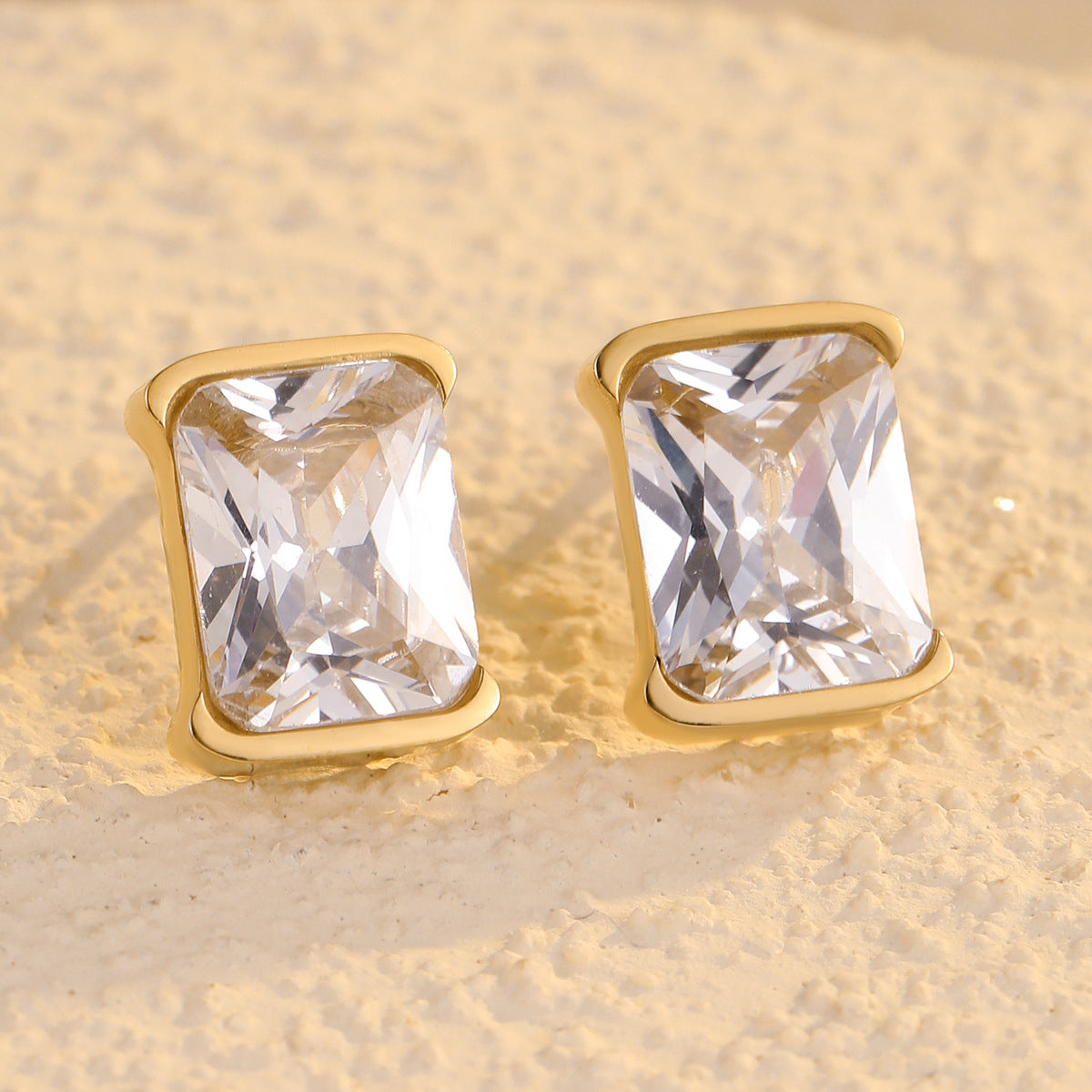 Pendientes de botón cuadrados minimalistas de circonita de acero inoxidable para mujer, hipoalergénicos, resistentes al deslustre, joyería de moda para oficina