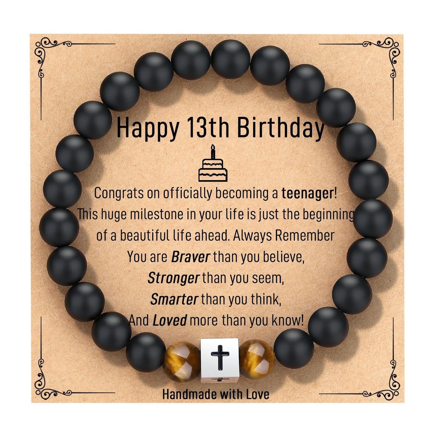Minimalist Matte Stainless Steel Heart Geometric Cross Bracelet Unisex Beaded Hand Jewelry