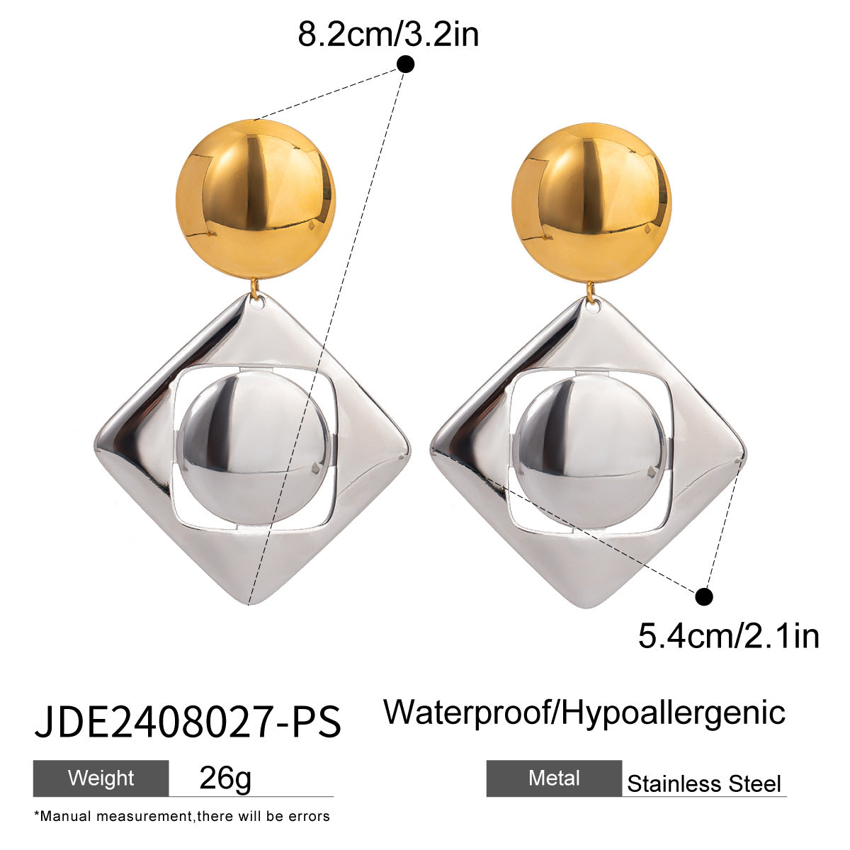 Elegant Geometric Round Plated Stainless Steel Earrings for Women
