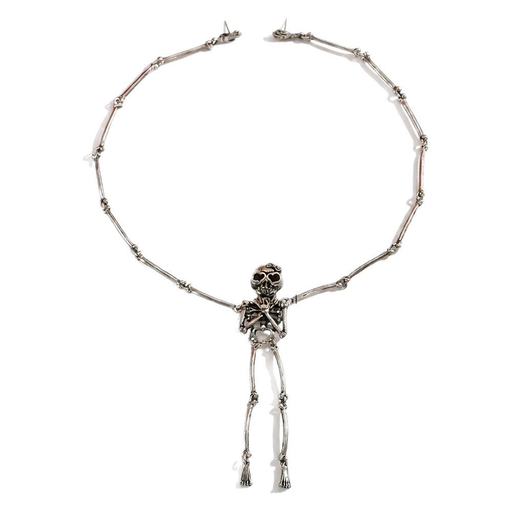 Gothic Geometric Skull Tassel Alloy Plated Necklace Unisex