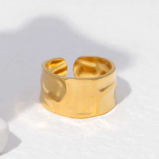 Anillo abierto minimalista geométrico de acero inoxidable para mujeres y hombres con acabado chapado