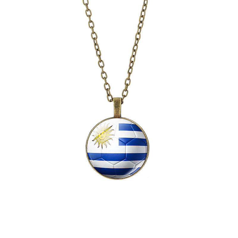 Sporty Round Geometric Alloy Plated Pendant Necklace with Crystal Charm for Unisex