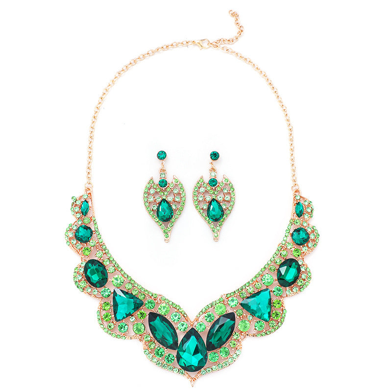 Vintage Geometric Alloy Pendant Necklace and Earrings Set with Plated Finish for Women