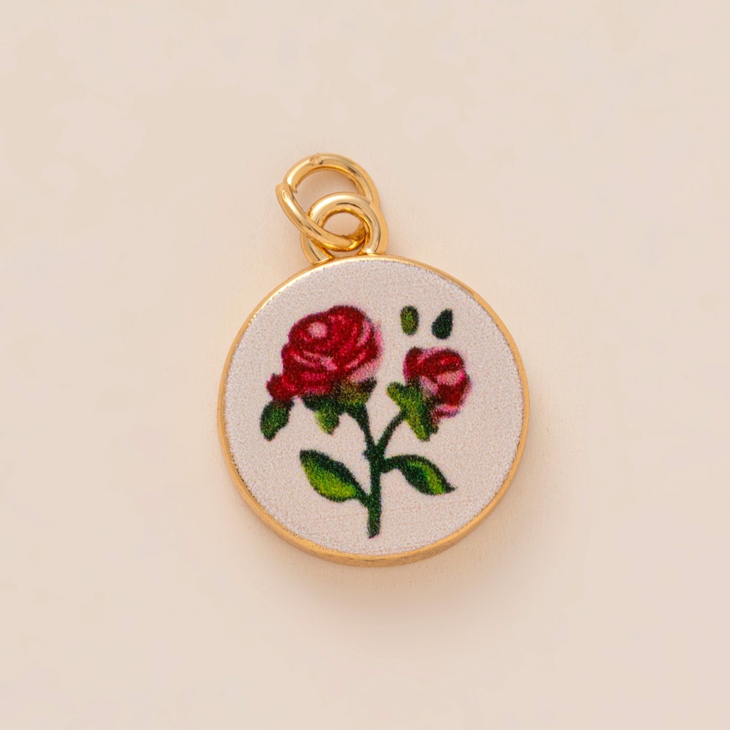 Sweet Floral Brass Plated Drip Oil Painted Cherry Boot Charm Bar Pendant DIY Accessory