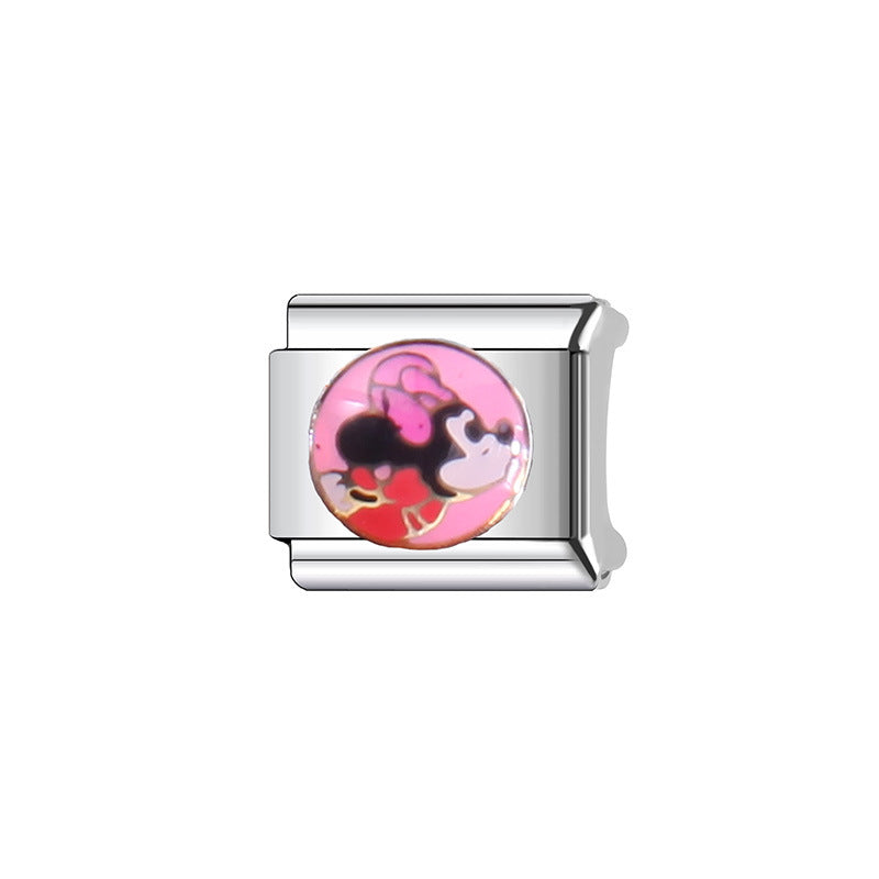 Sweet Cartoon Character Stainless Steel Plated DIY Charm Bar Watch Strap