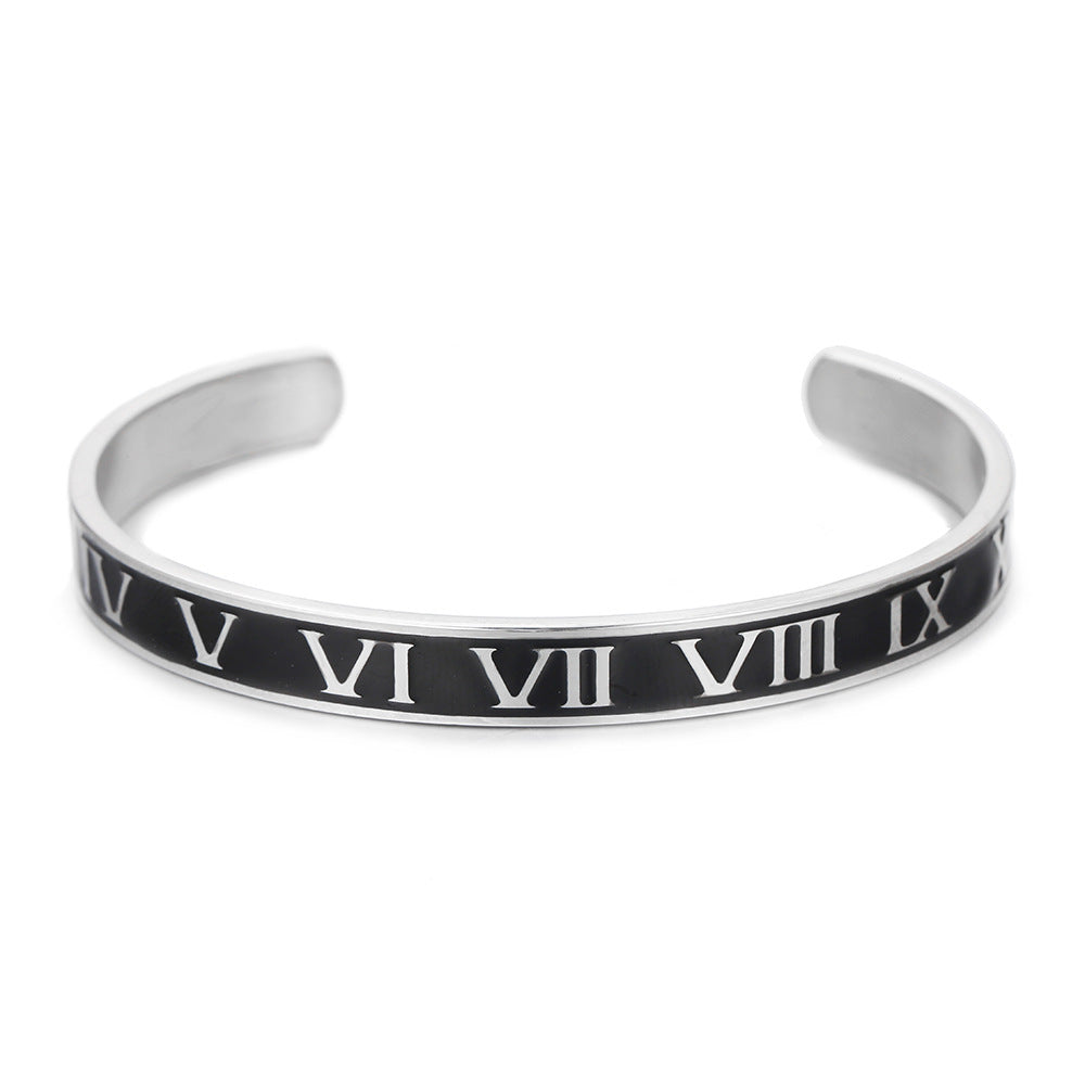 Punk Vintage Gold Plated Drip Oil Round Titanium Steel Bangle