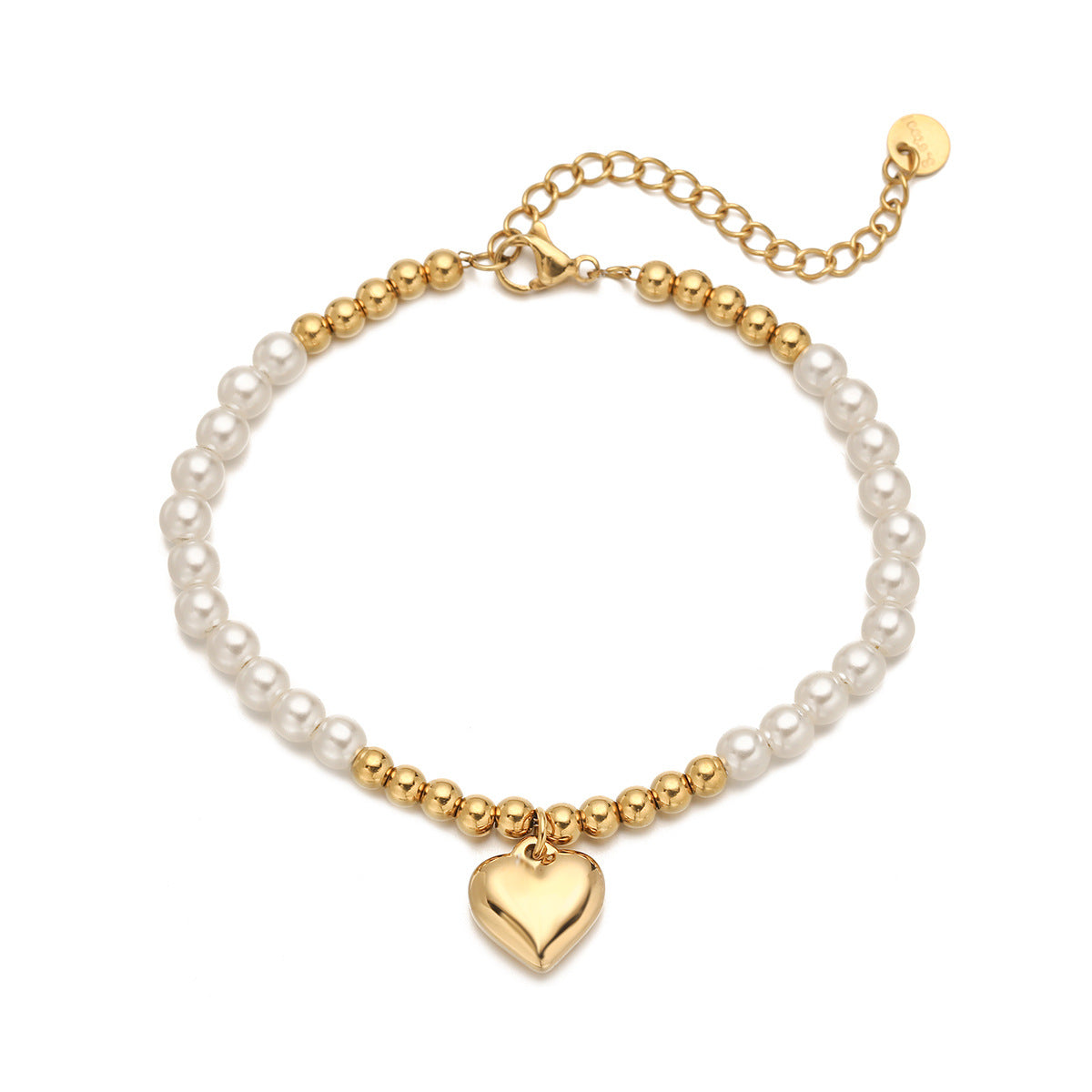 Bracciale da donna alla moda placcato oro 18 carati con cuore in acciaio inossidabile