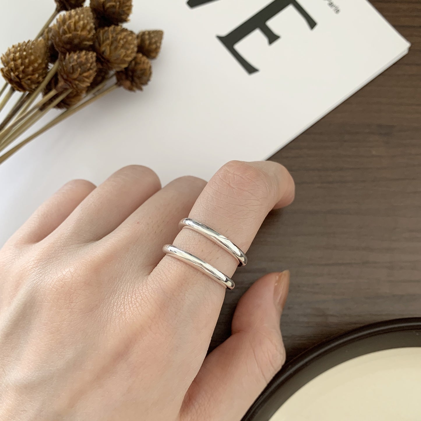 Anello da donna minimalista a cuore geometrico in argento sterling 925