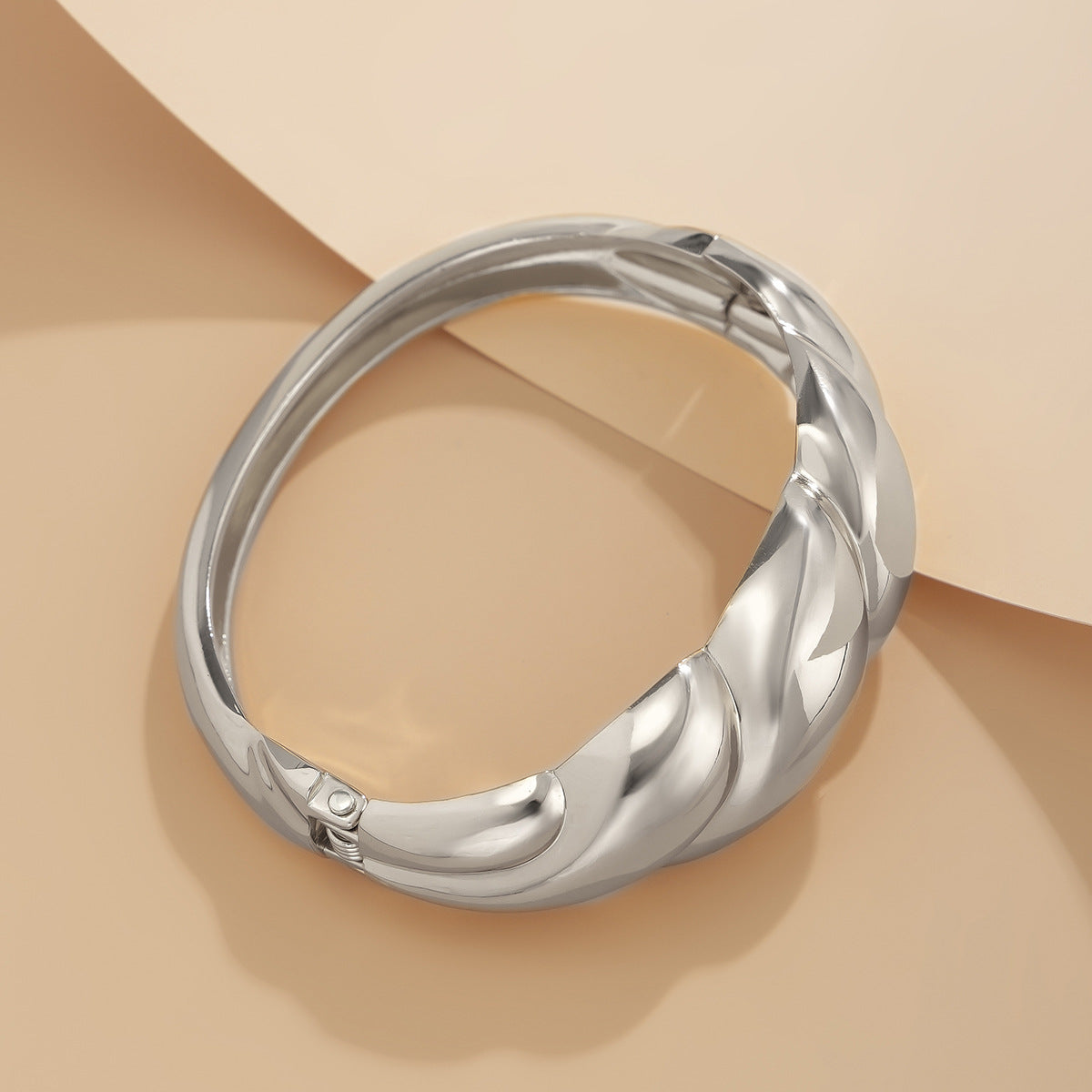 Minimalist Geometric Line Bracelet for Women Alloy Electroplated Wide Cuff Jewelry