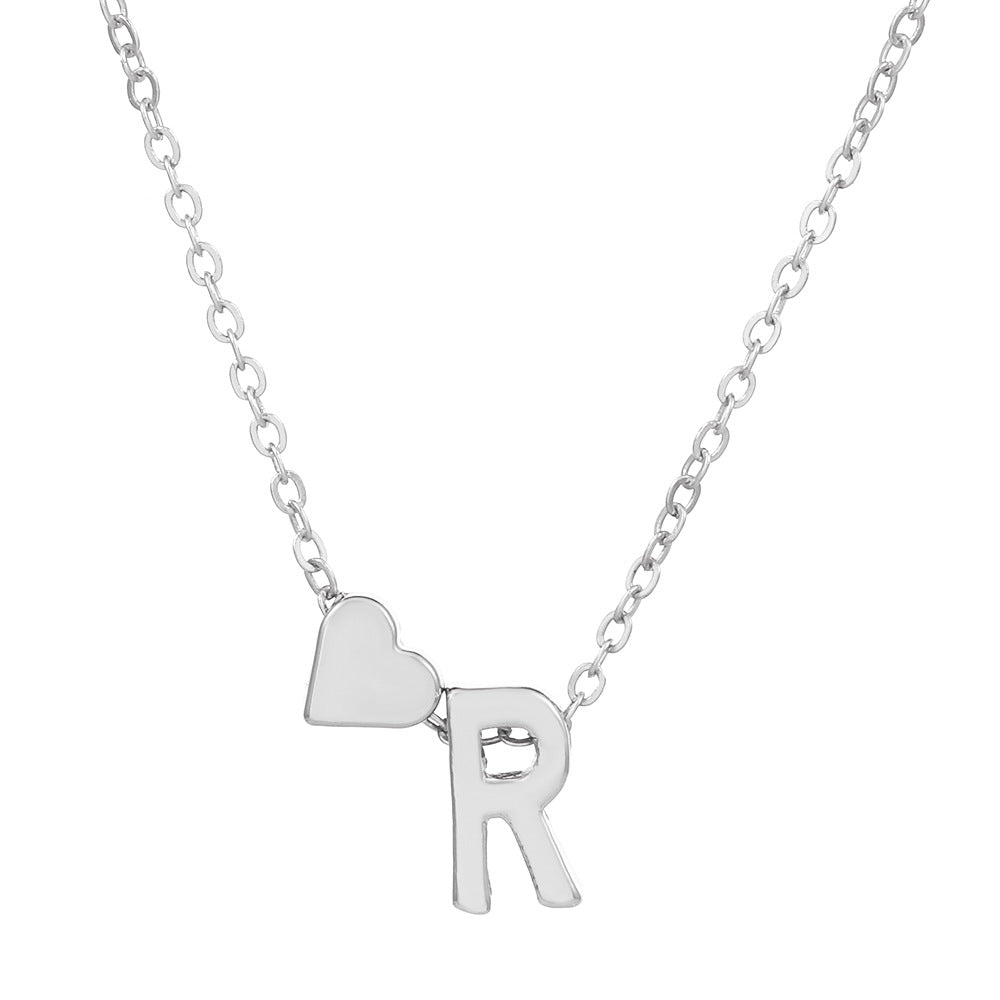 Sweet Heart Letter Alloy Plated Necklace Singapore Chain for Women