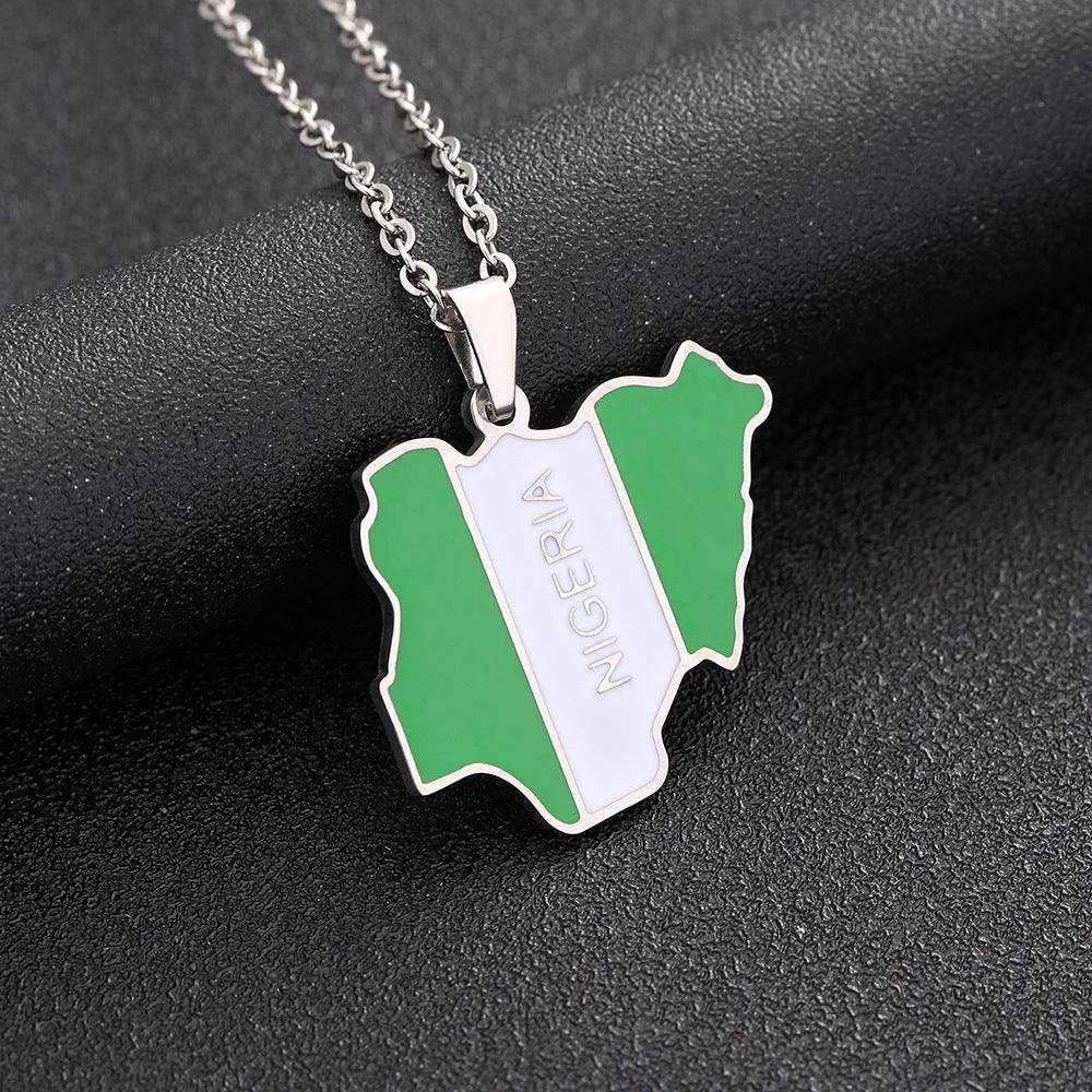 Collar con colgante geométrico Fashion Commute en acero inoxidable con dije de titanio y acabado esmaltado, unisex