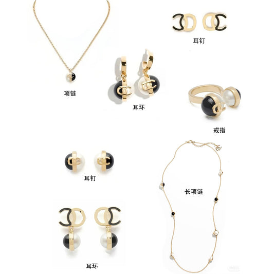 Elegant Gold Plated Brass Double C Letter Pearl Necklace for Women