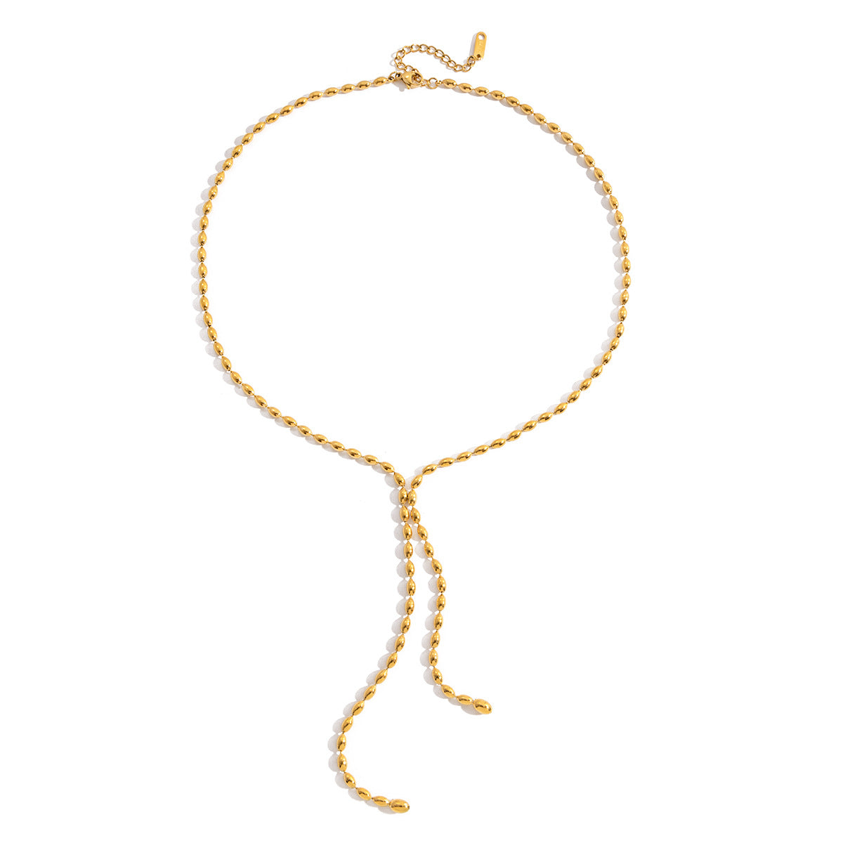 Collana a Y geometrica in acciaio inossidabile con pendente in titanio e finitura placcata per donna