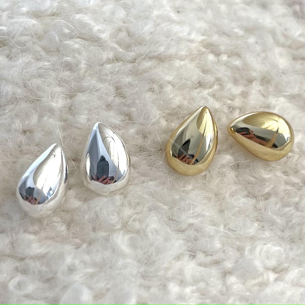Orecchini a perno da donna a goccia minimalisti in argento Sterling 925 con finitura placcata