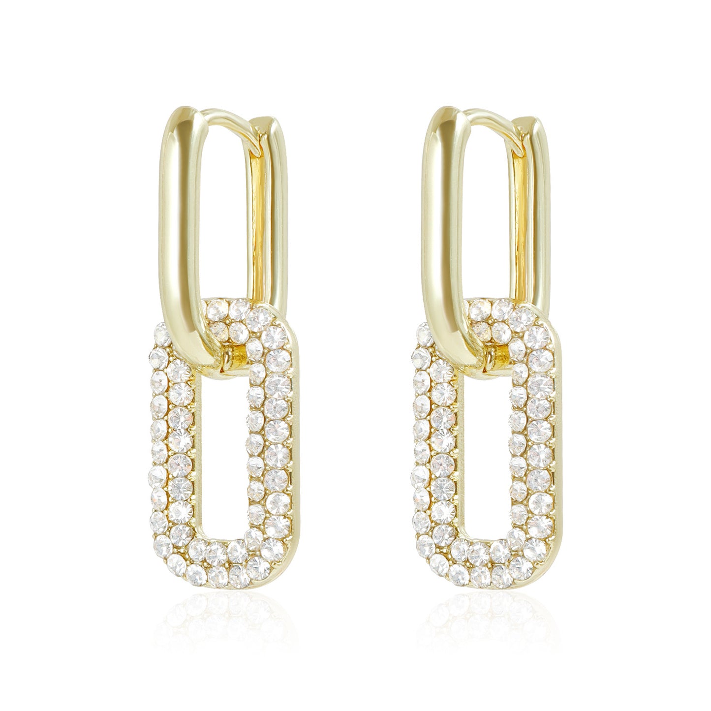 Orecchini a clip a U geometrici vintage con intarsio di strass per donna, in lega di zinco galvanizzata, orecchini di moda