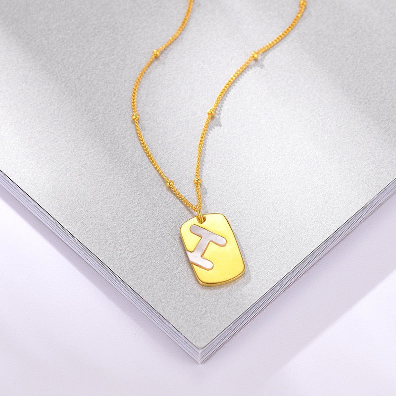 Minimalist Letter H Pendant Necklace in Titanium Steel with Plated Finish for Women and Men