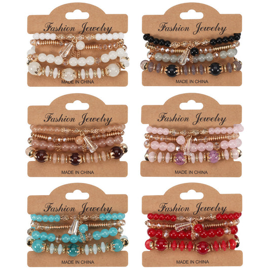 Bohemian Plated Agate Crystal Floral Bracelet Set Unisex