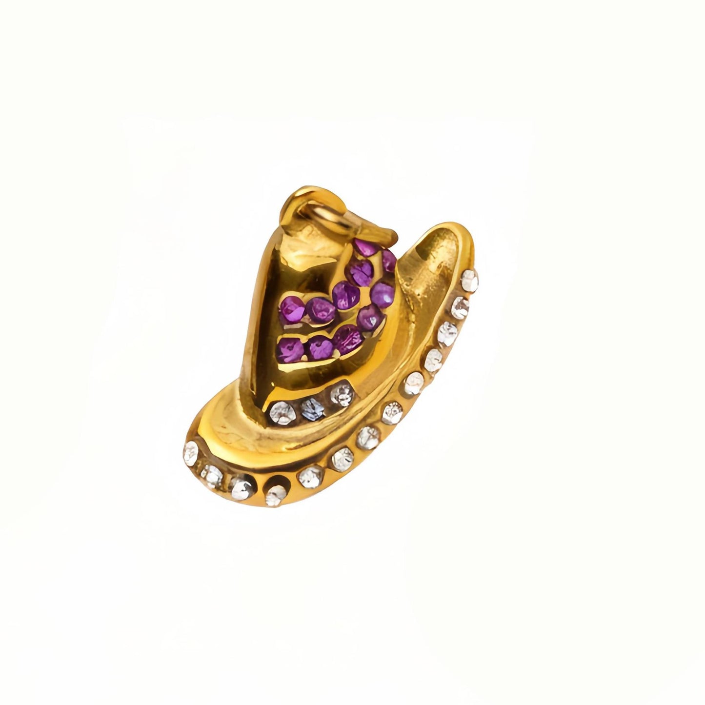 Hip-hop Stainless Steel 18K Gold Plated PVD Cowboy Hat Boot Horseshoe DIY Charm Bar