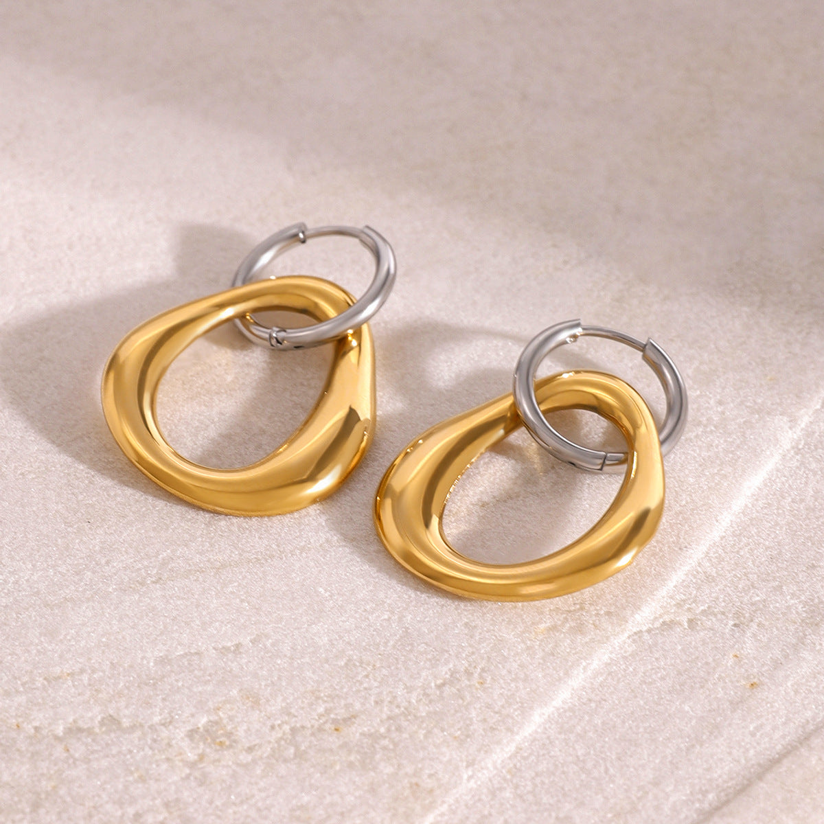 Orecchini da donna geometrici minimalisti in acciaio inossidabile con placcatura oro e argento