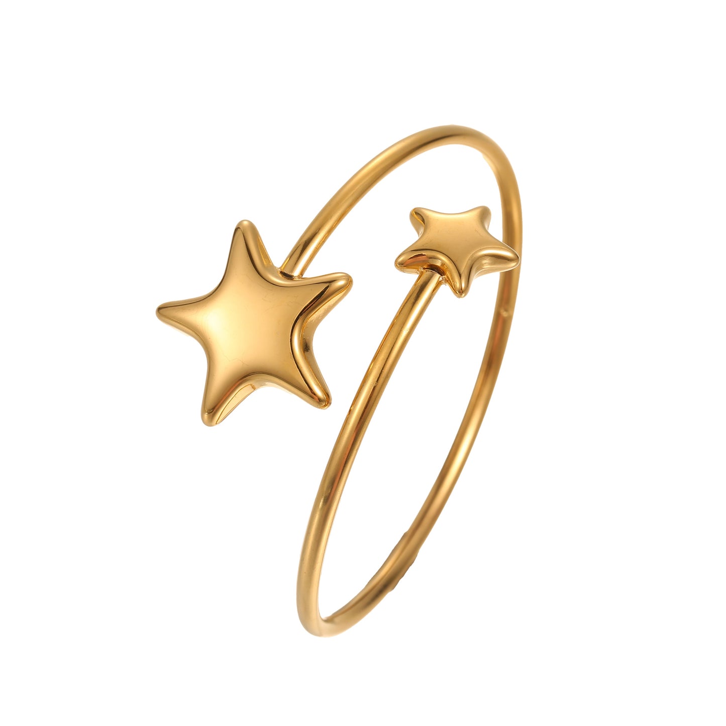 Bracciale da donna in acciaio inossidabile placcato oro 18 carati con cuori e stelle geometrici, alla moda per l'ufficio