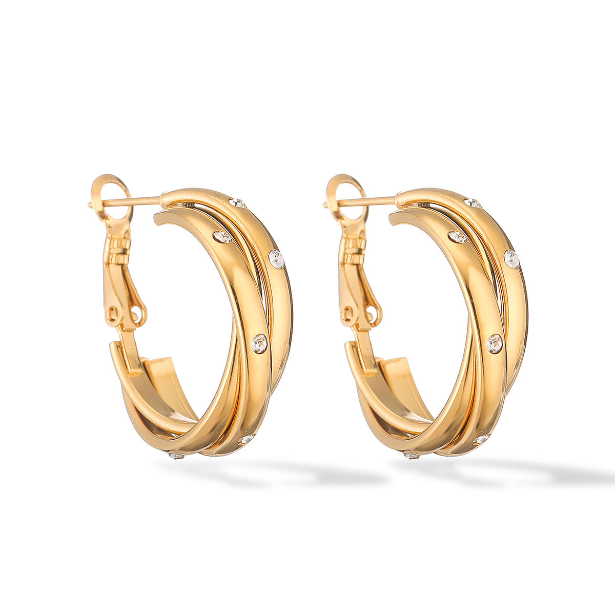 Minimalist Geometric Titanium Steel Ear Cuffs for Women with 18K Gold Plating Vintage-Inspired Design