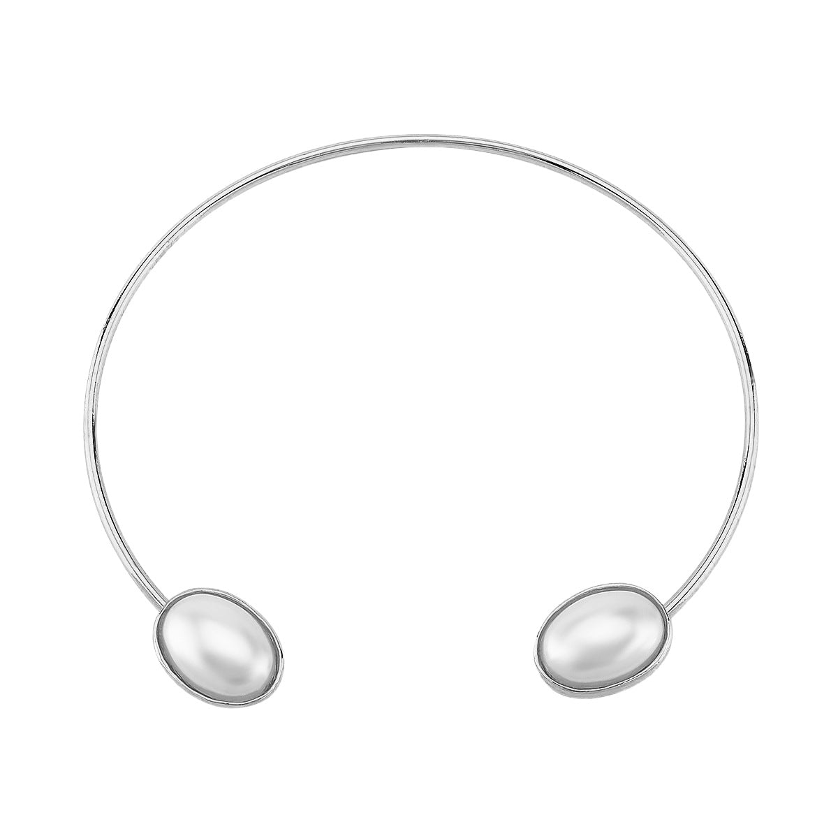 Collar geométrico de moda con base de aleación e incrustaciones de perlas simuladas para mujer