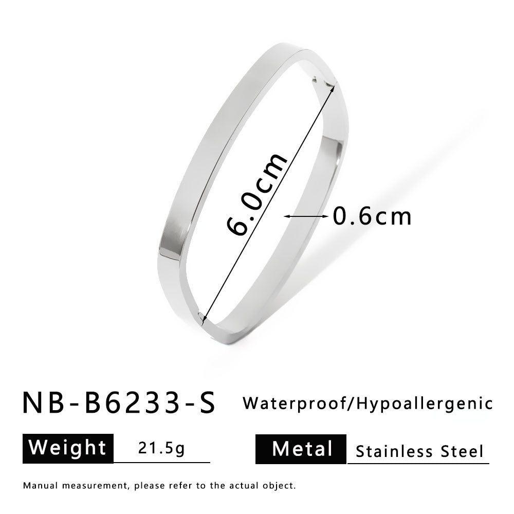 Bracciale Quadrato Minimalista in Acciaio Inossidabile con Placcatura in Oro 18K da Donna