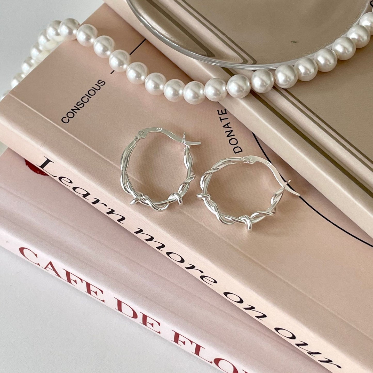 Orecchini a perno geometrici in argento Sterling 925 intrecciati minimalisti da donna