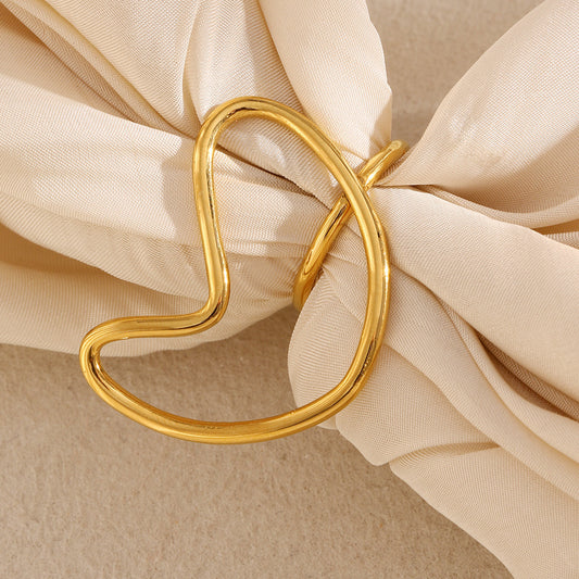 Minimalist Heart-Shaped Stainless Steel Ring with 18K Gold Plating for Women