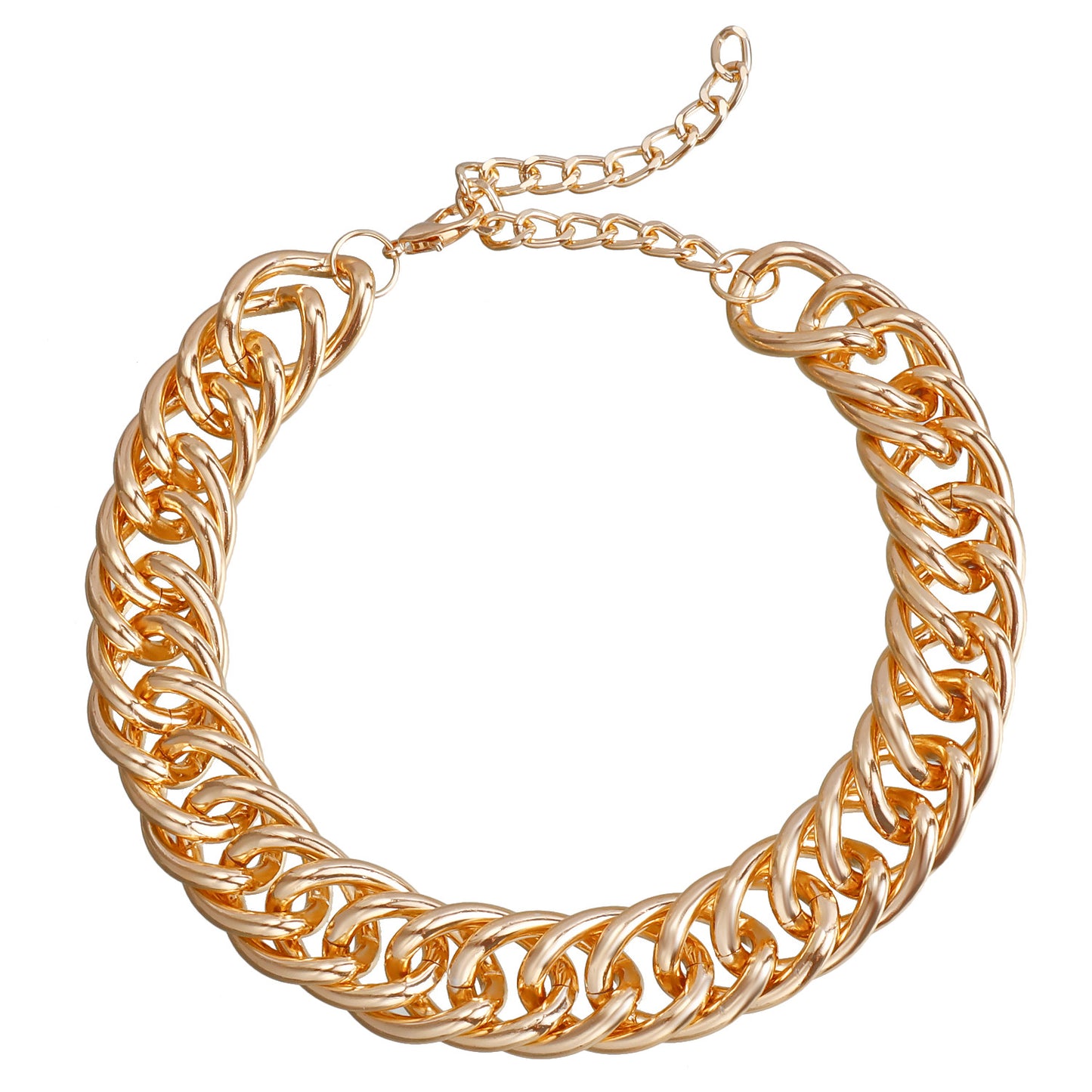 Vintage Punk Geometric Cuban Link Necklace in Plated Metal for Women with Thick Chain Design