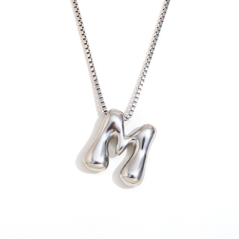Minimalist Fashion Letter Necklace for Women Stainless Steel Pendant with 18K Gold Plating